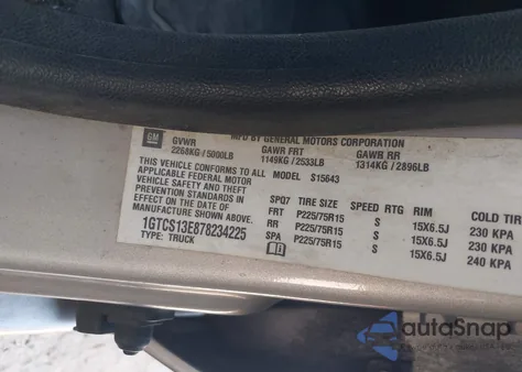 2007 GMC Canyon Sle2 z USA, uszkodzony, nr VIN 1GTCS13E878234225